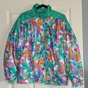 Vintage 90's Lavon By Cheerful Corp Windbreaker Floral With Light Green